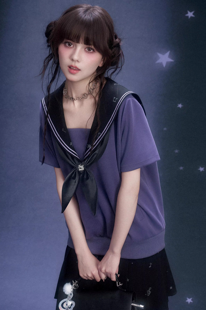 Deep Purple Sailor Collar Dress