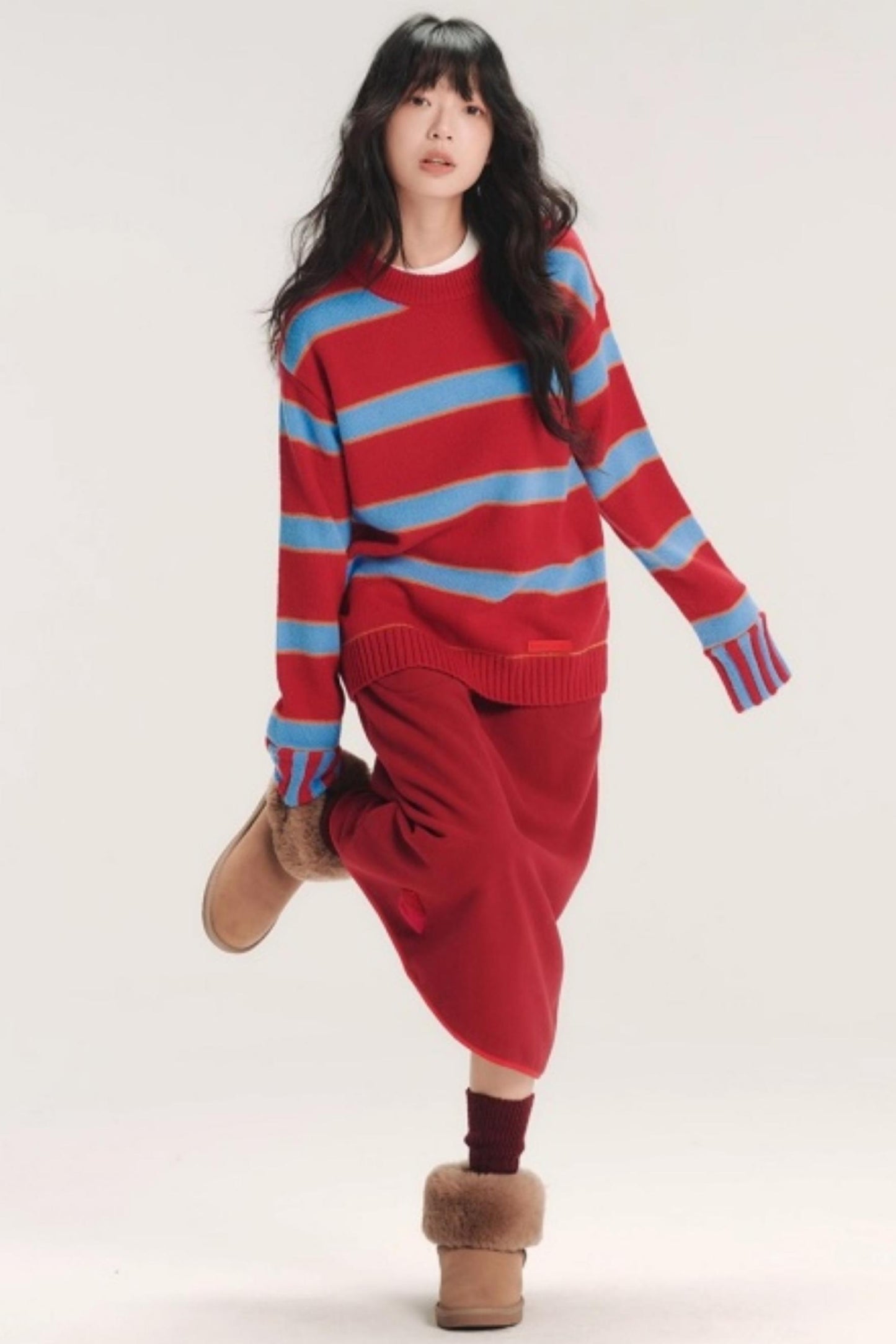 Color-Blocked Wool Striped Sweater
