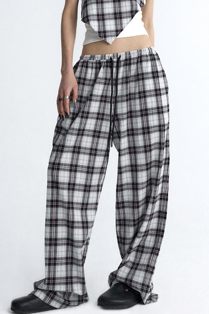 Plaid Wide-Leg Pants