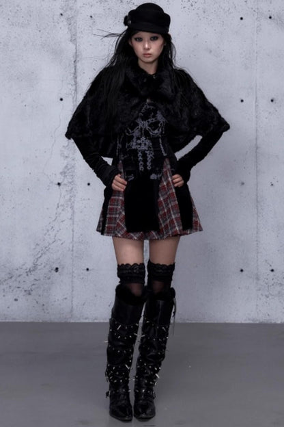 Baroque Velvet Plaid Dress