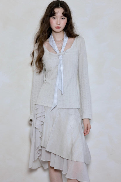 Minimalist Crew Neck Crochet Knit Top