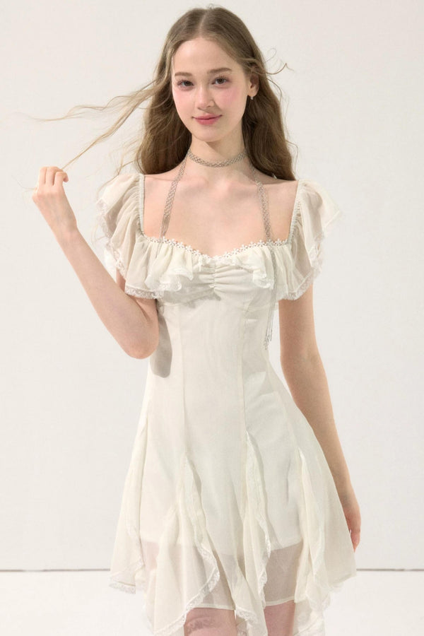 Fairy-Like Ruffled Lace Dress
