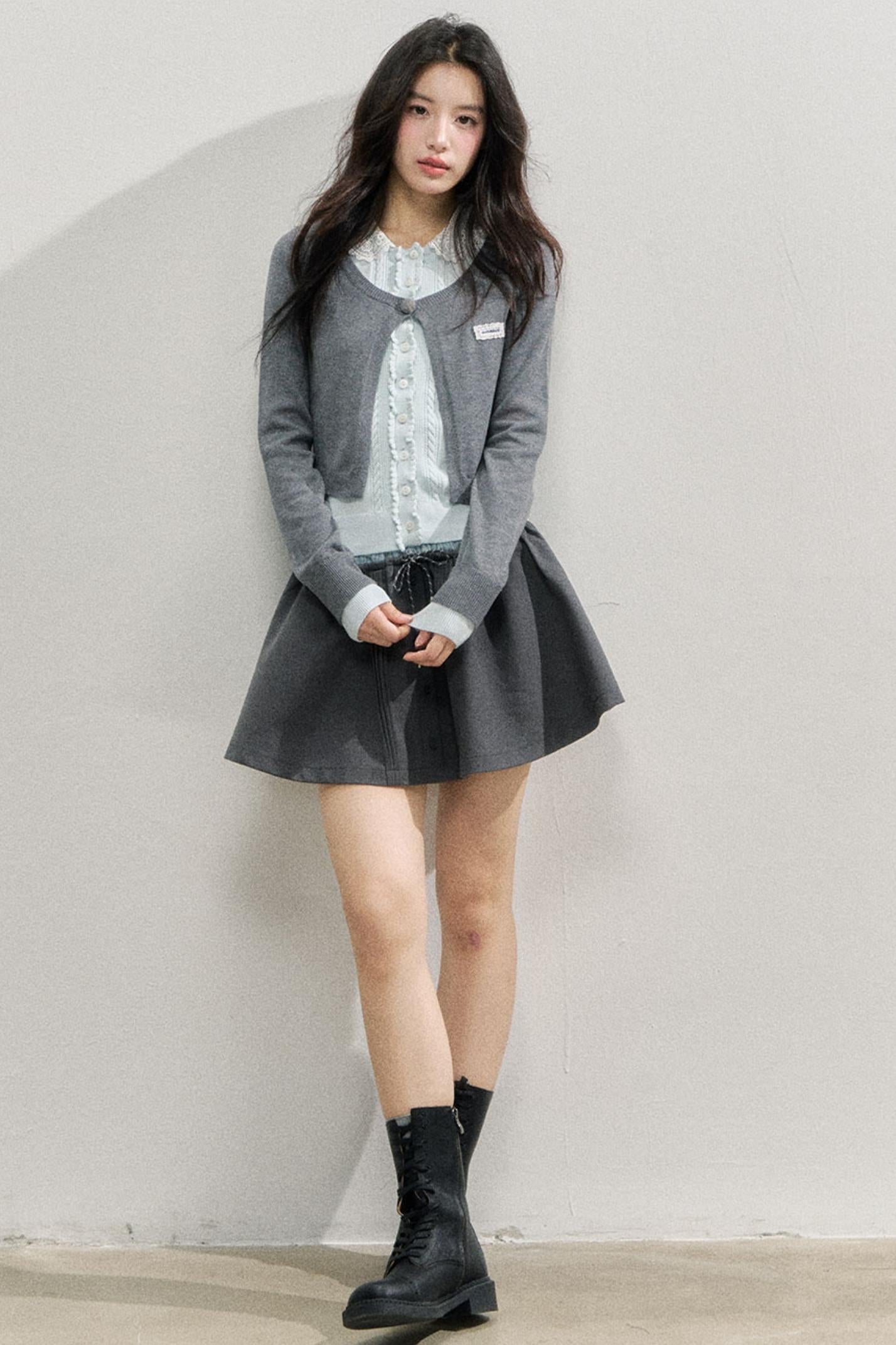 Fake two Piece Lace Knit Top