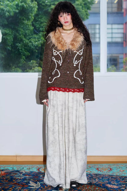 Retro Lace Knitted Cardigan