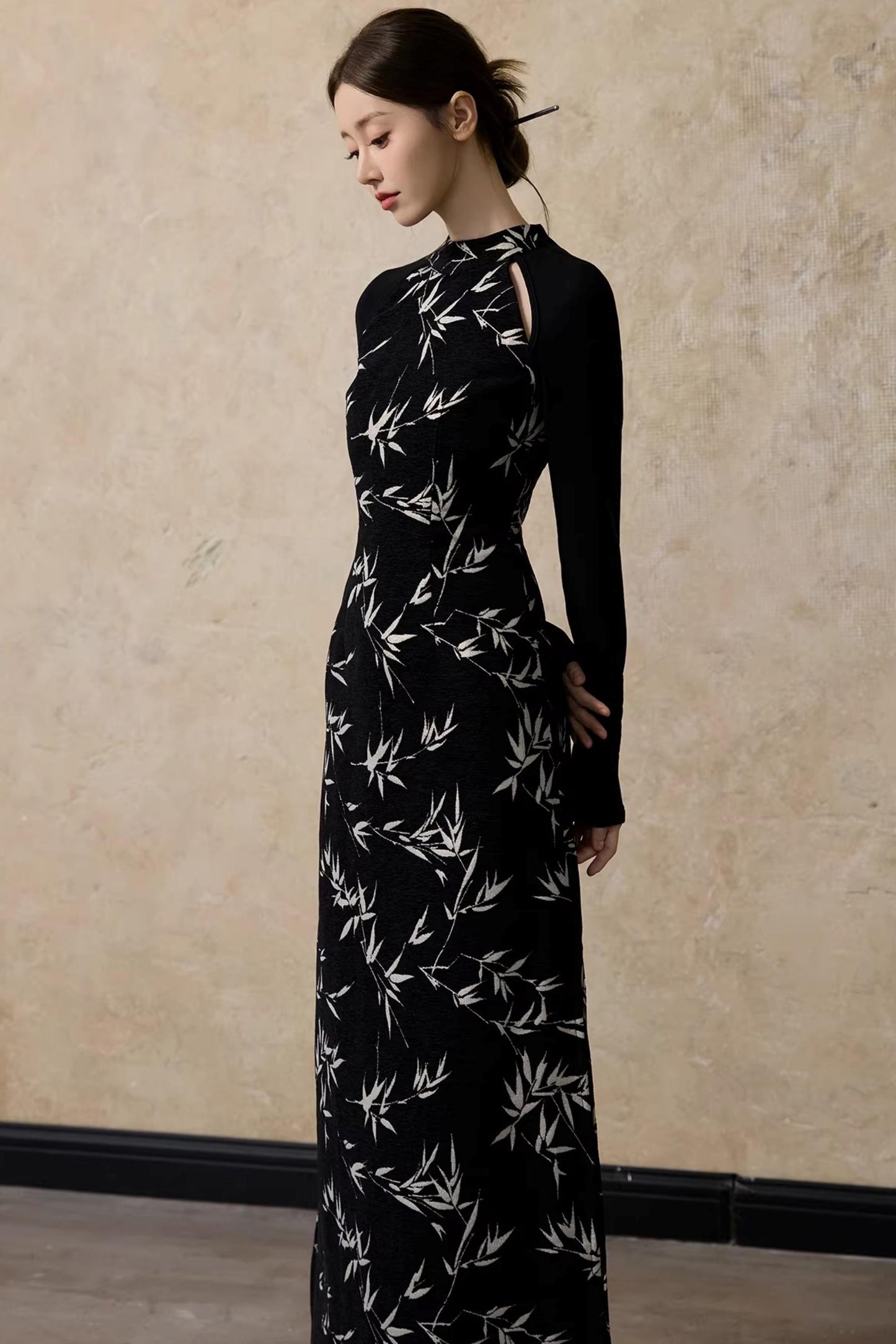 Bamboo Leaf Cheongsam Dress