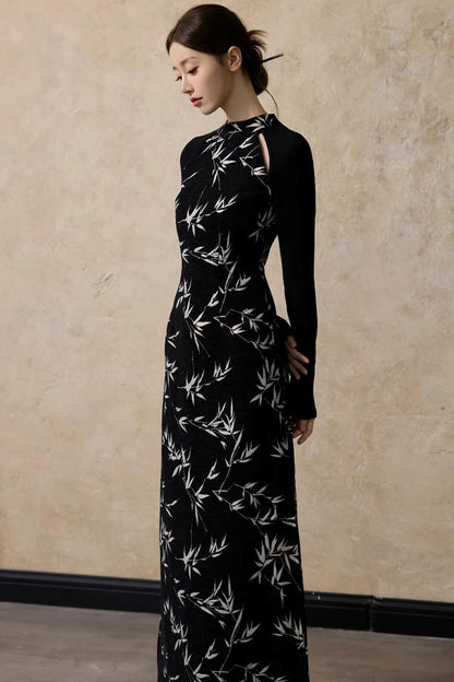 Bamboo Leaf Cheongsam Dress