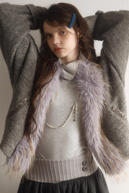 Gray Wool Batwing Coat