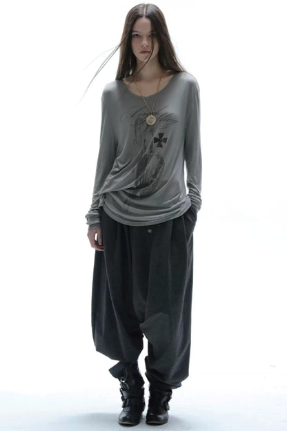 朋克不對稱Long sleeveT恤