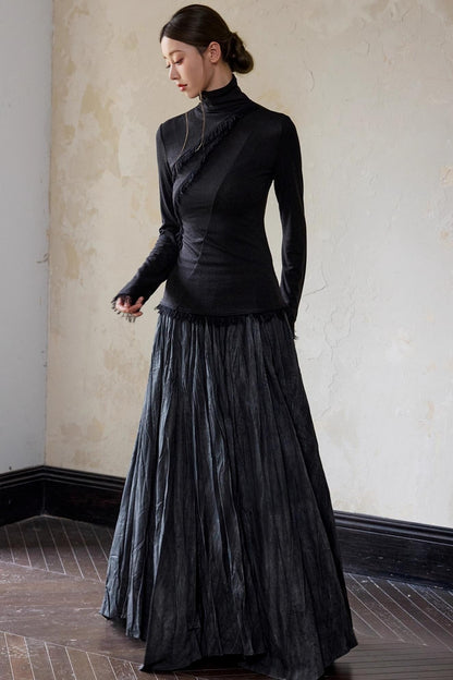 White Wool Turtleneck Knit Top