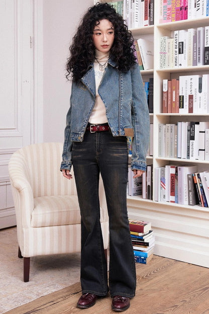 Autumn Retro Slim Denim Trousers