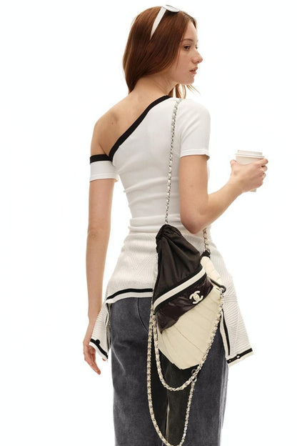 Asymmetrical Ice Linen Top