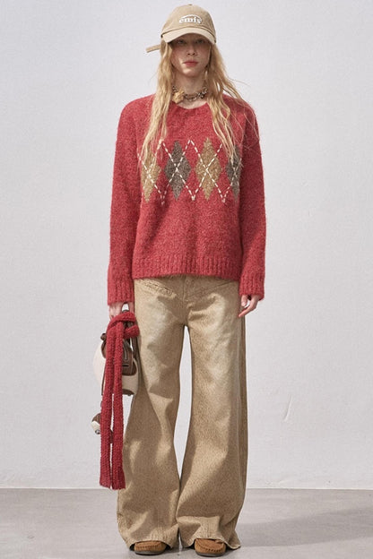 Floral Diamond Knit Sweater