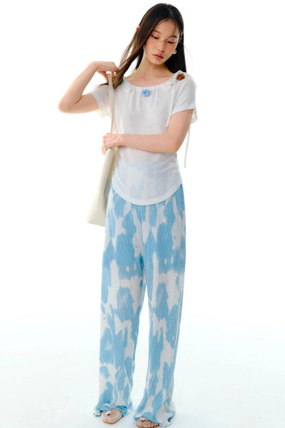 Monsoon Waves Blue Tie-Dye Dress Set-Up
