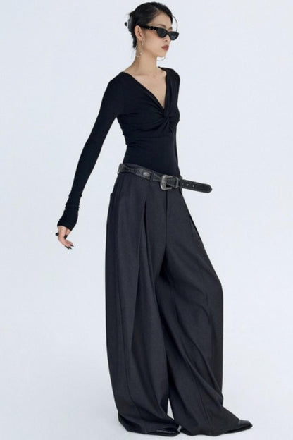 Pleated Dark Gray Scimitar Pants