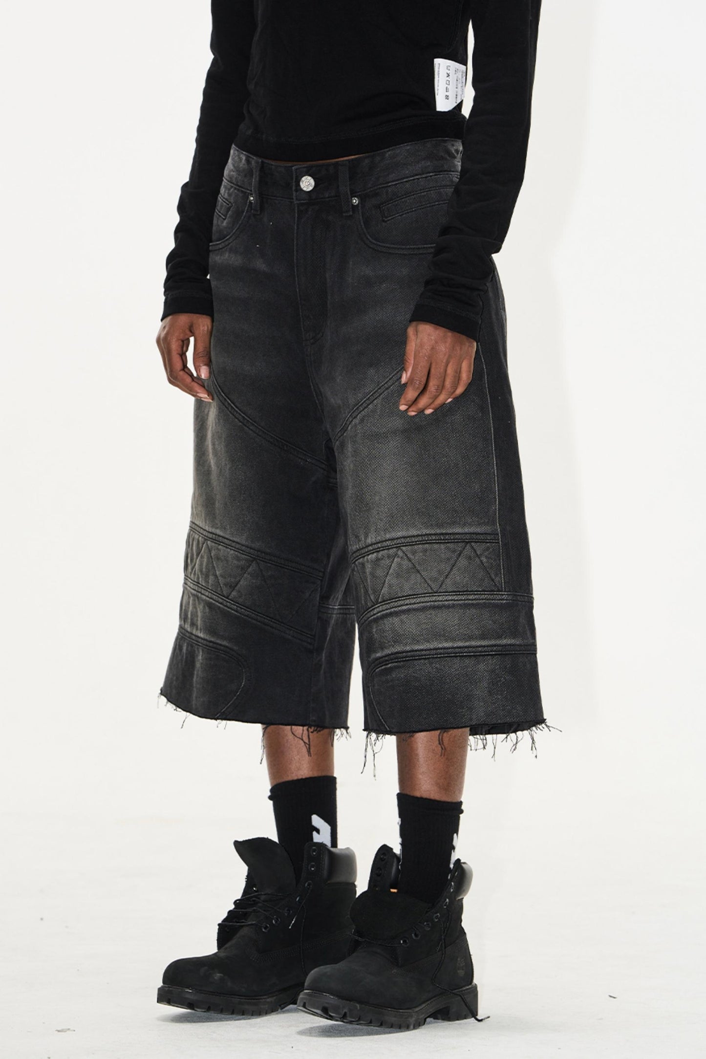 Distressed Raw-Hem Shorts