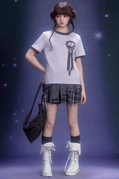 Light Purple Floral Ribbon Top