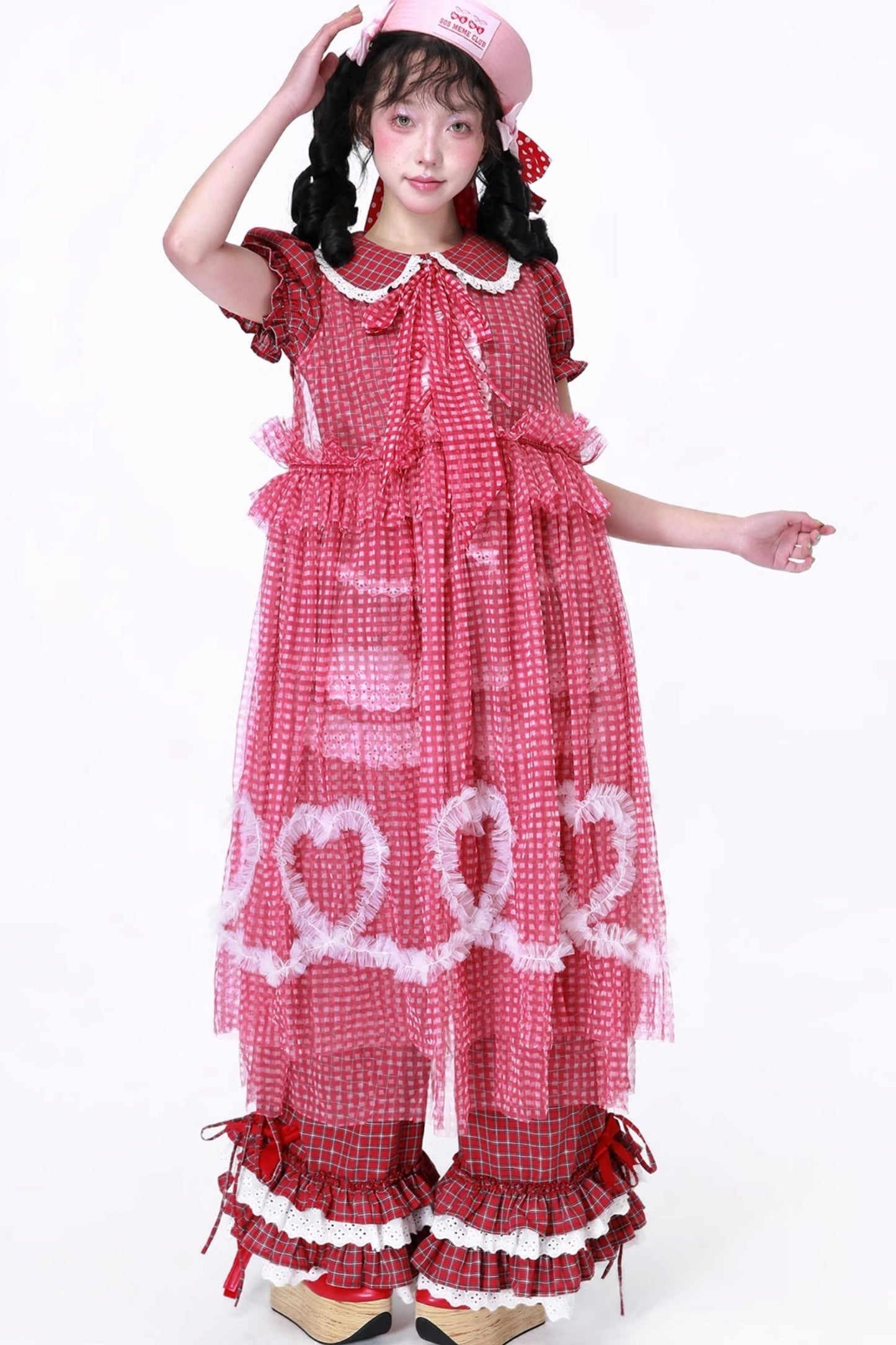 Retro Plaid Mesh Dress