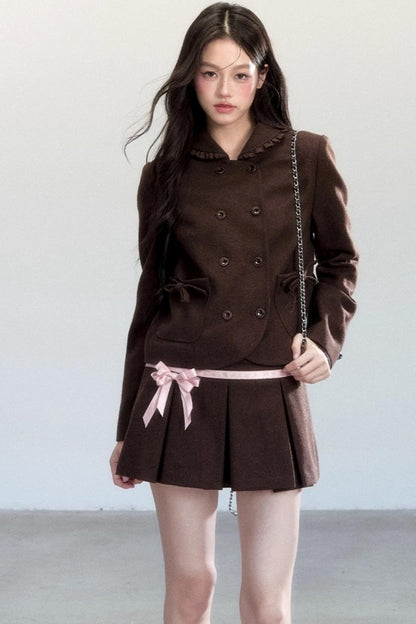 Warm Butterfly Pleated Skirt Set-Up