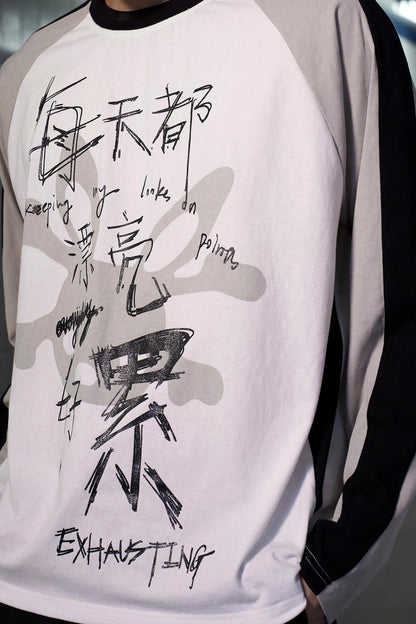 Glitter Print Raglan Sleeve T-Shirt