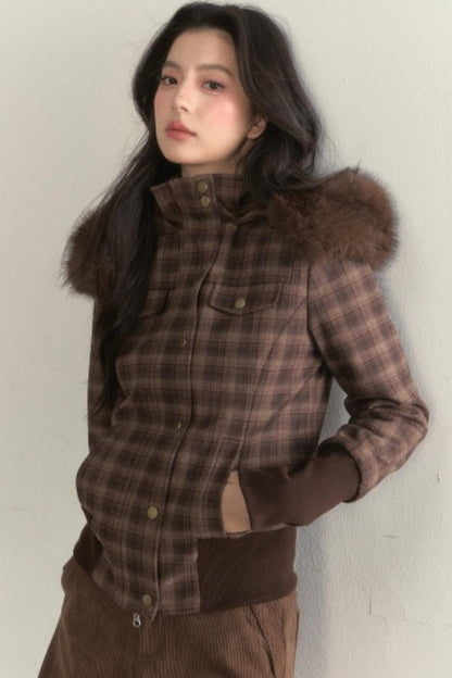 Vintage Fur Collar Fleece Jacket