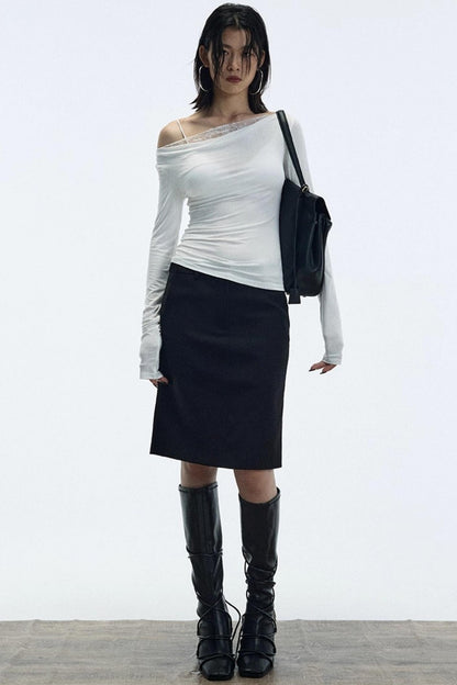 Minimalist Straight Suit Skirt