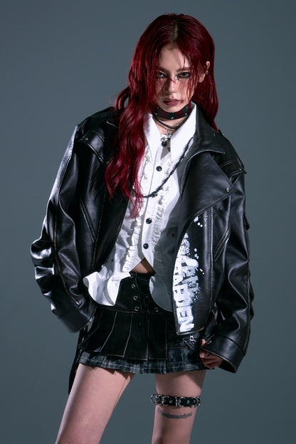 Vintage Distressed Printed Shawn Jacket