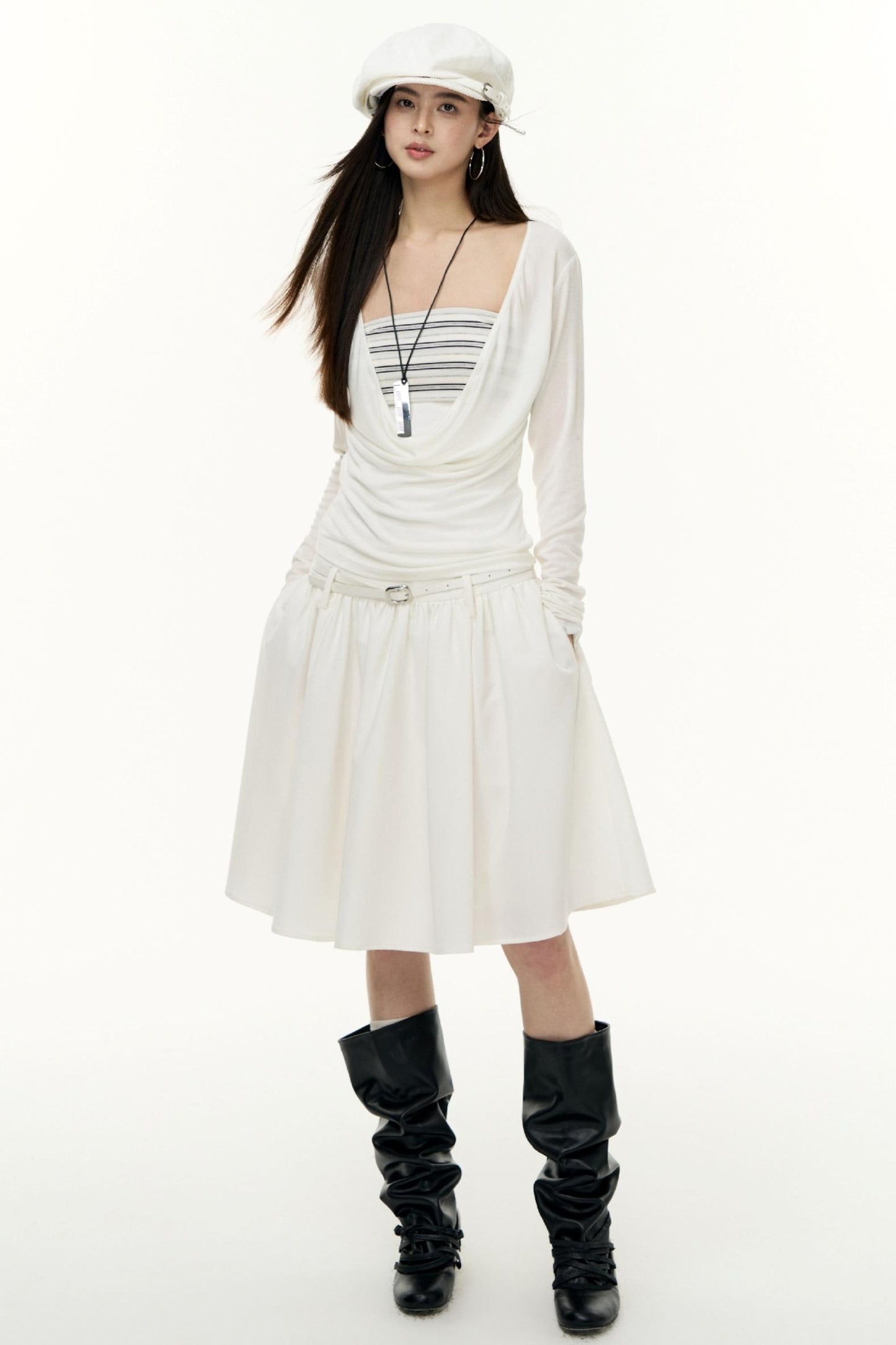 Fantasy Lyocell Collar Long-Sleeved T-Shirt