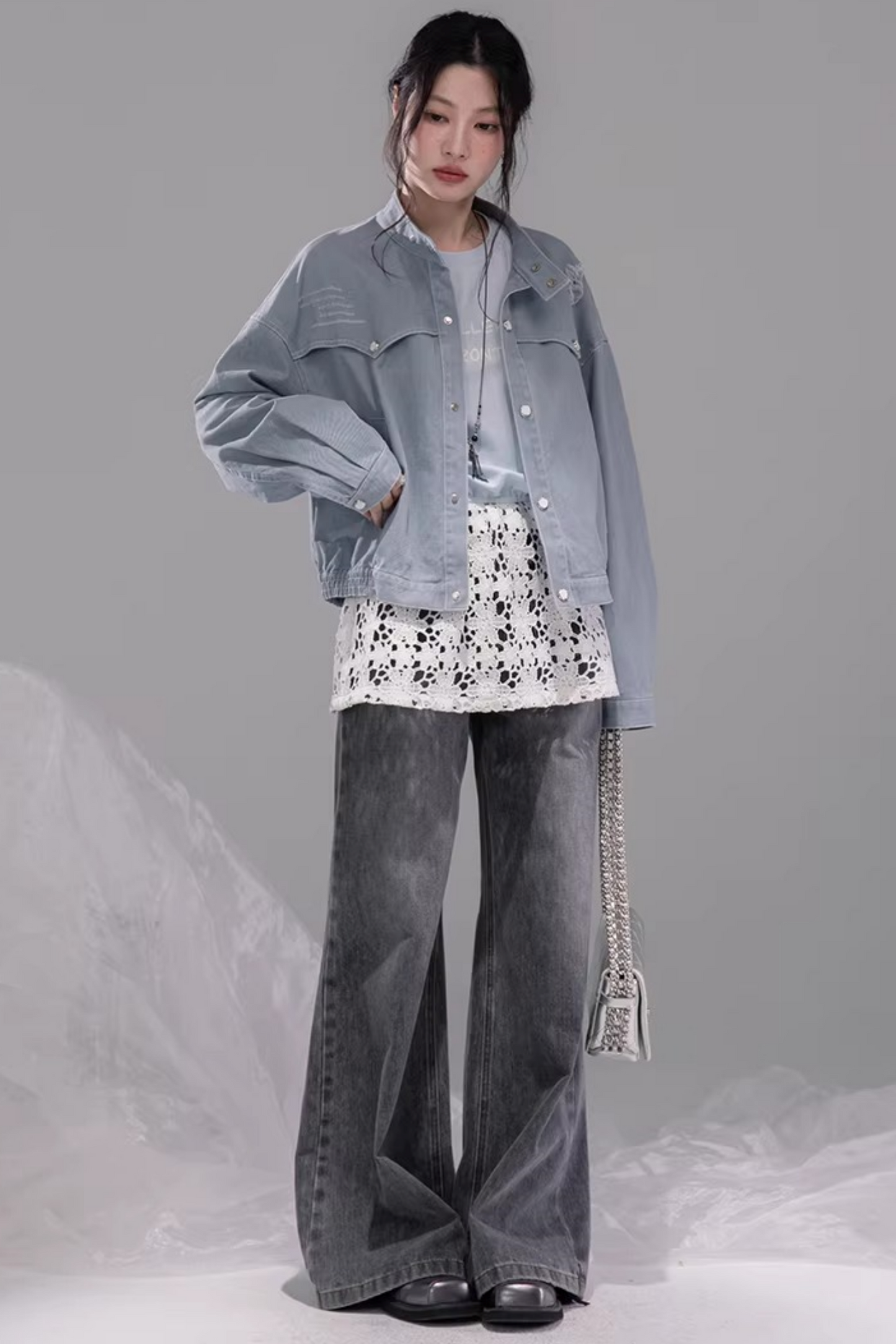 Distressed Rock Denim Jacket Set-Up