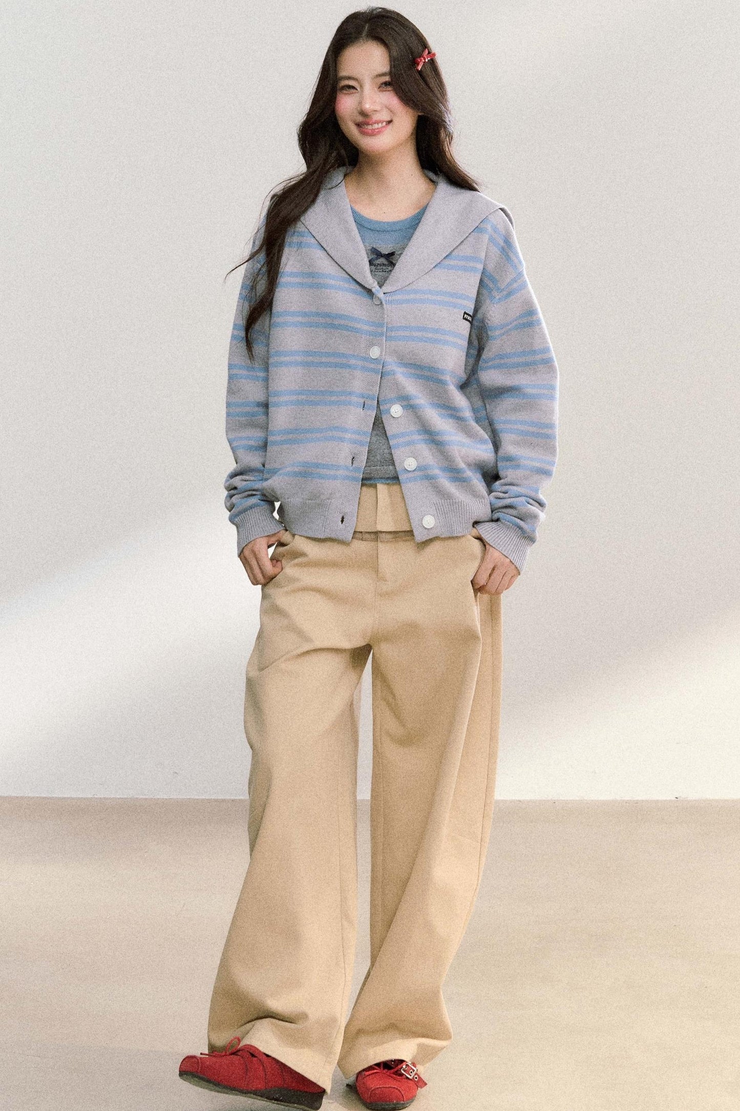 Striped Basic Cardigan Sweater