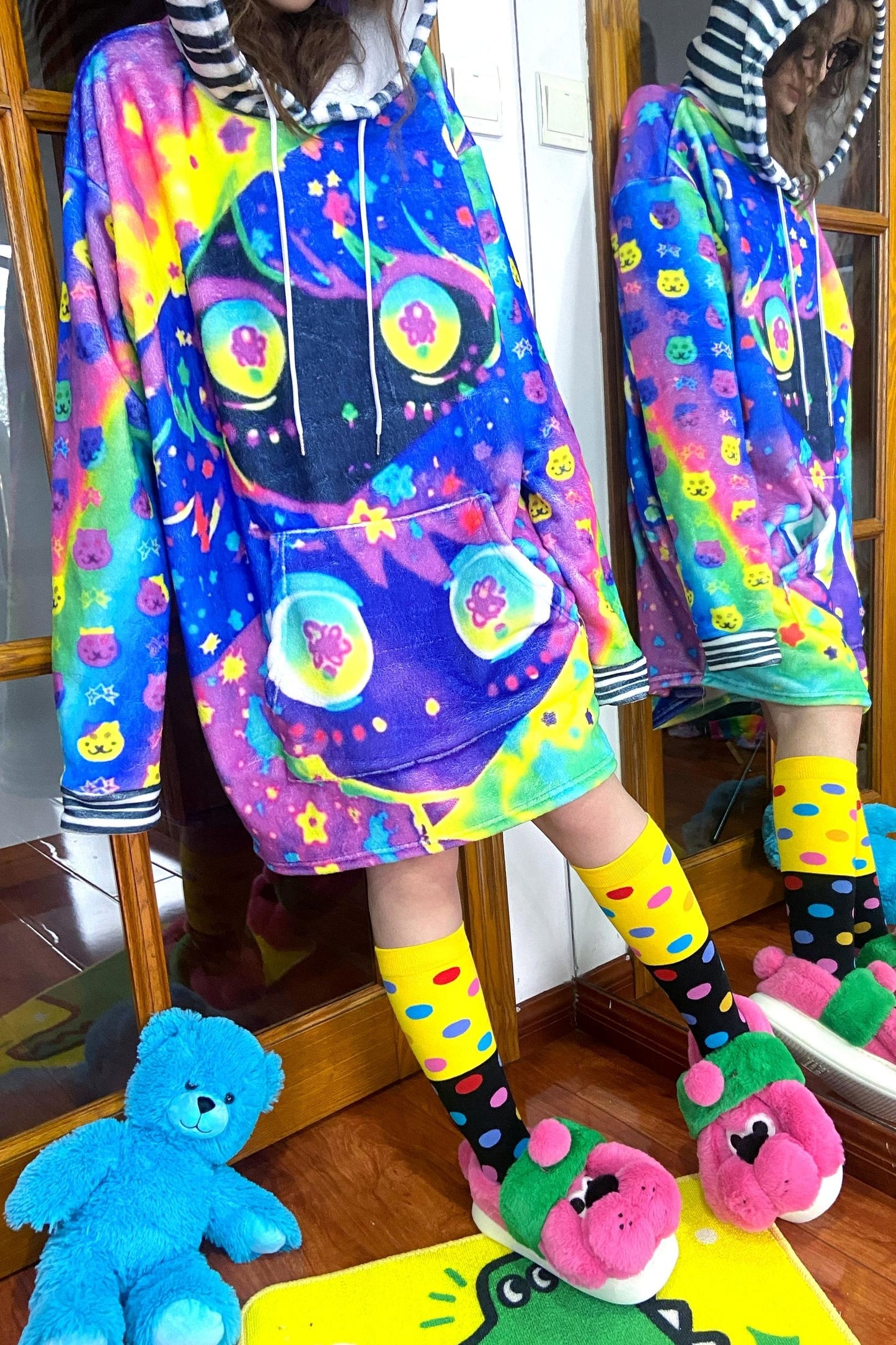 Color-Block Polka Dot Socks