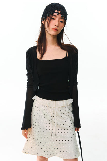 Original Polka Dot Satin A-Line Skirt