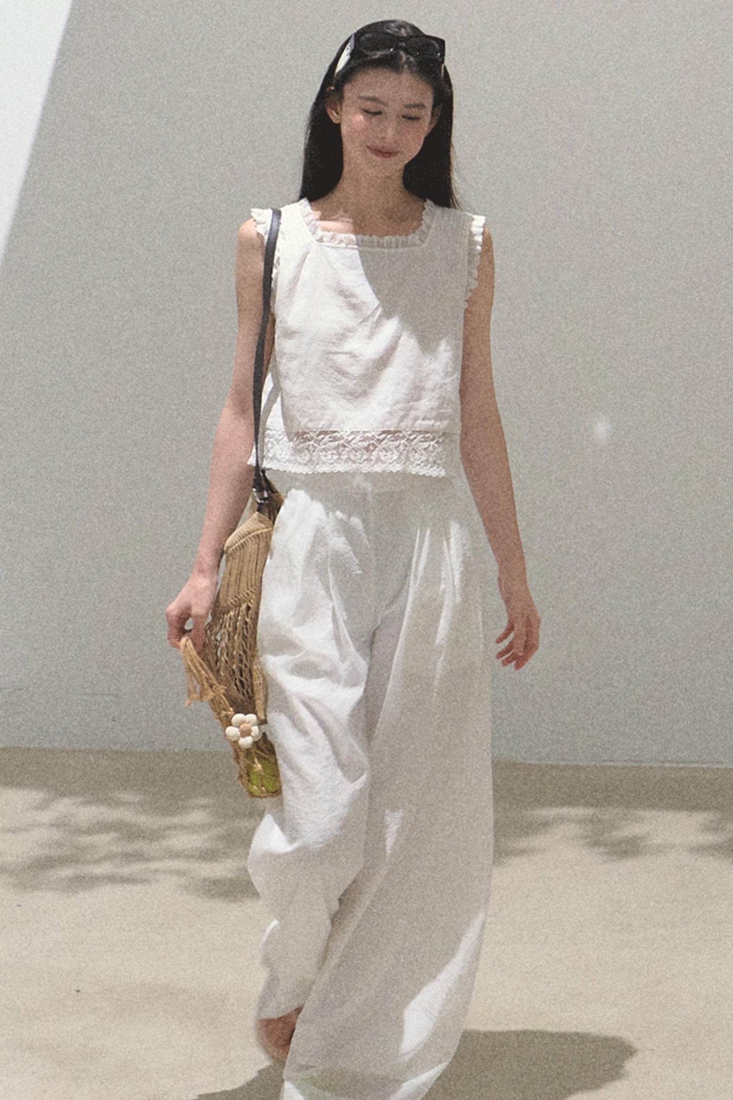 Linen Square Collar Top