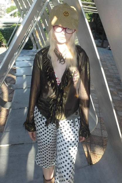 Metallic Bronze Mesh Cardigan