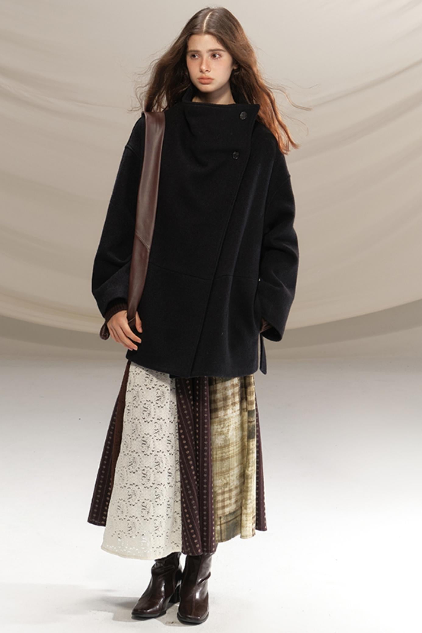 Silent Gallery Black Wool Coat