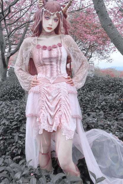 Gothic Embossed Pink Court Skirt