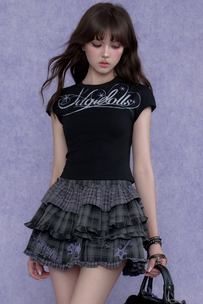 Black and Pink Printed Top