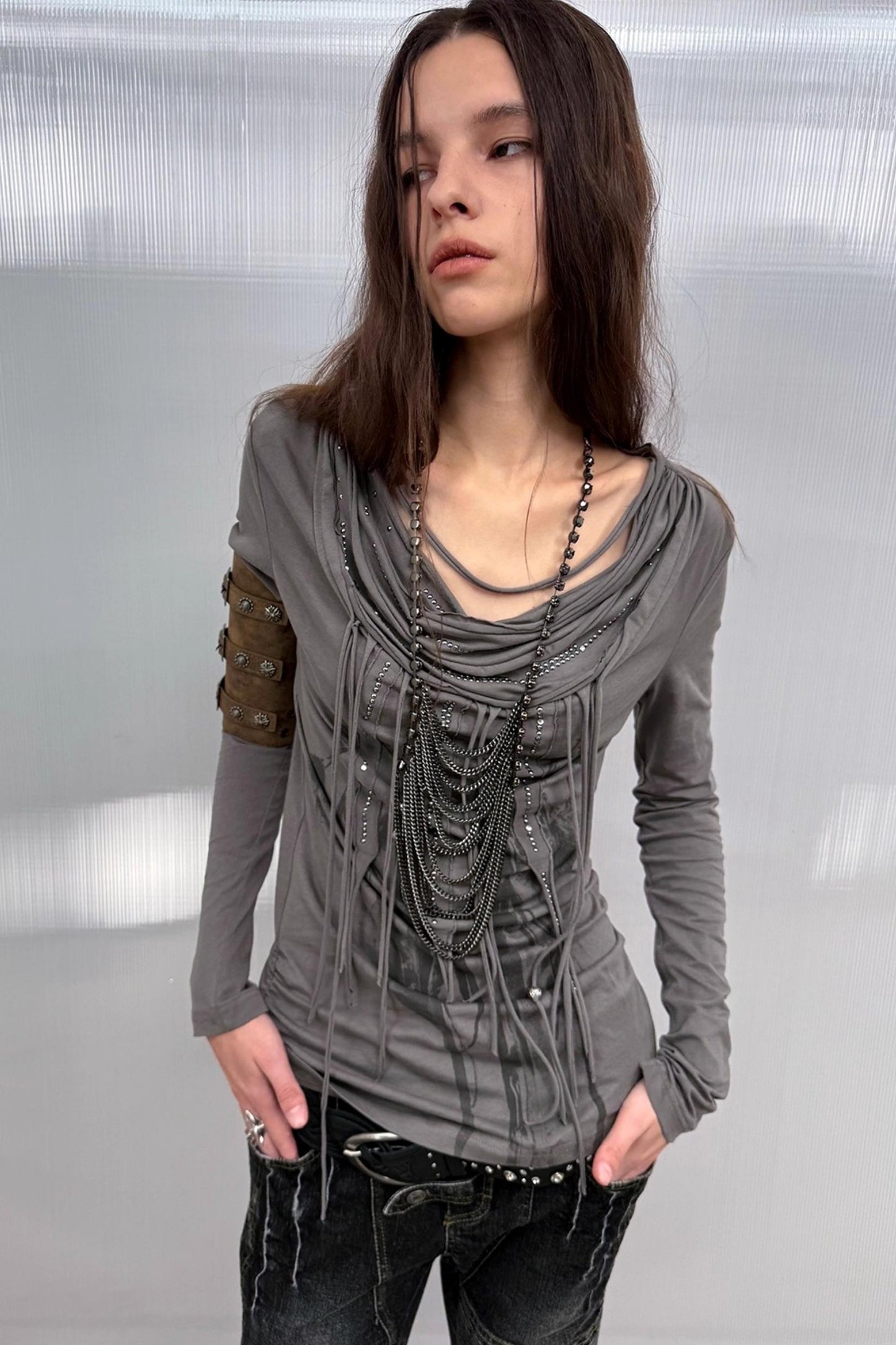 Swing Feather Print Bottom T-Shirt