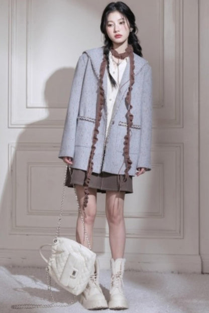 Silhouette Wool Tweed Short Coat