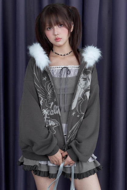 Gray Striped Long-Sleeved T-shirt