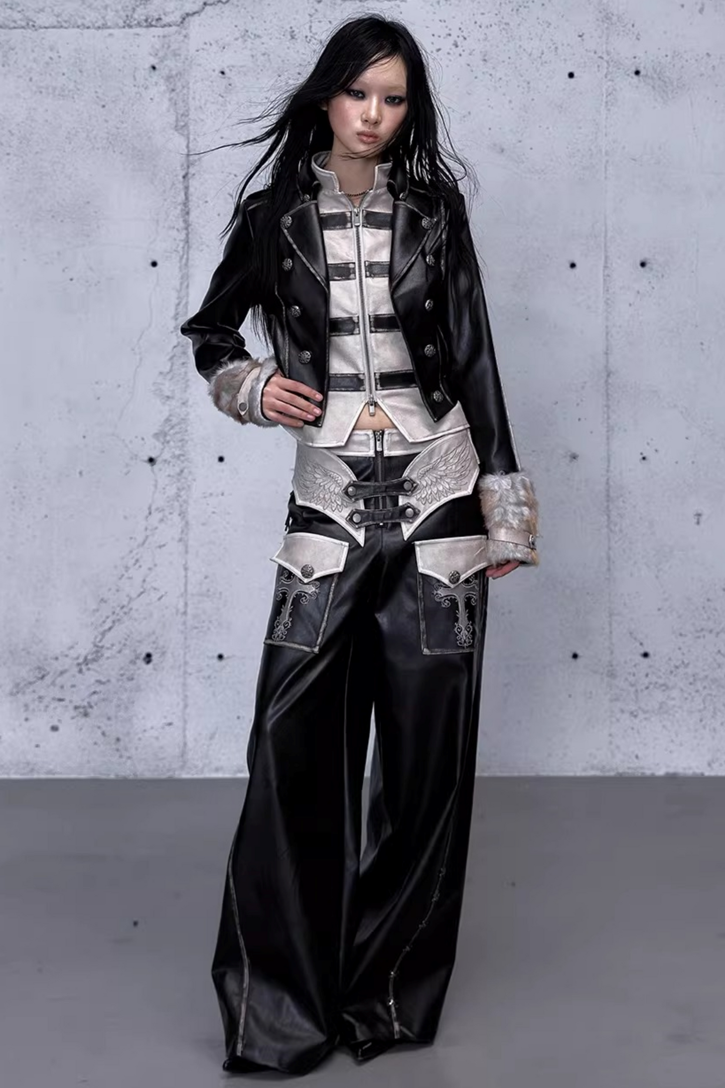 Street Punk Lederjacke im Used-Look