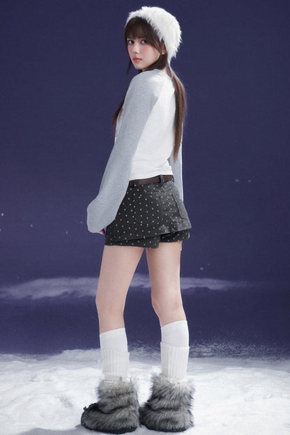 Double Layer Fake Two Piece Skirt