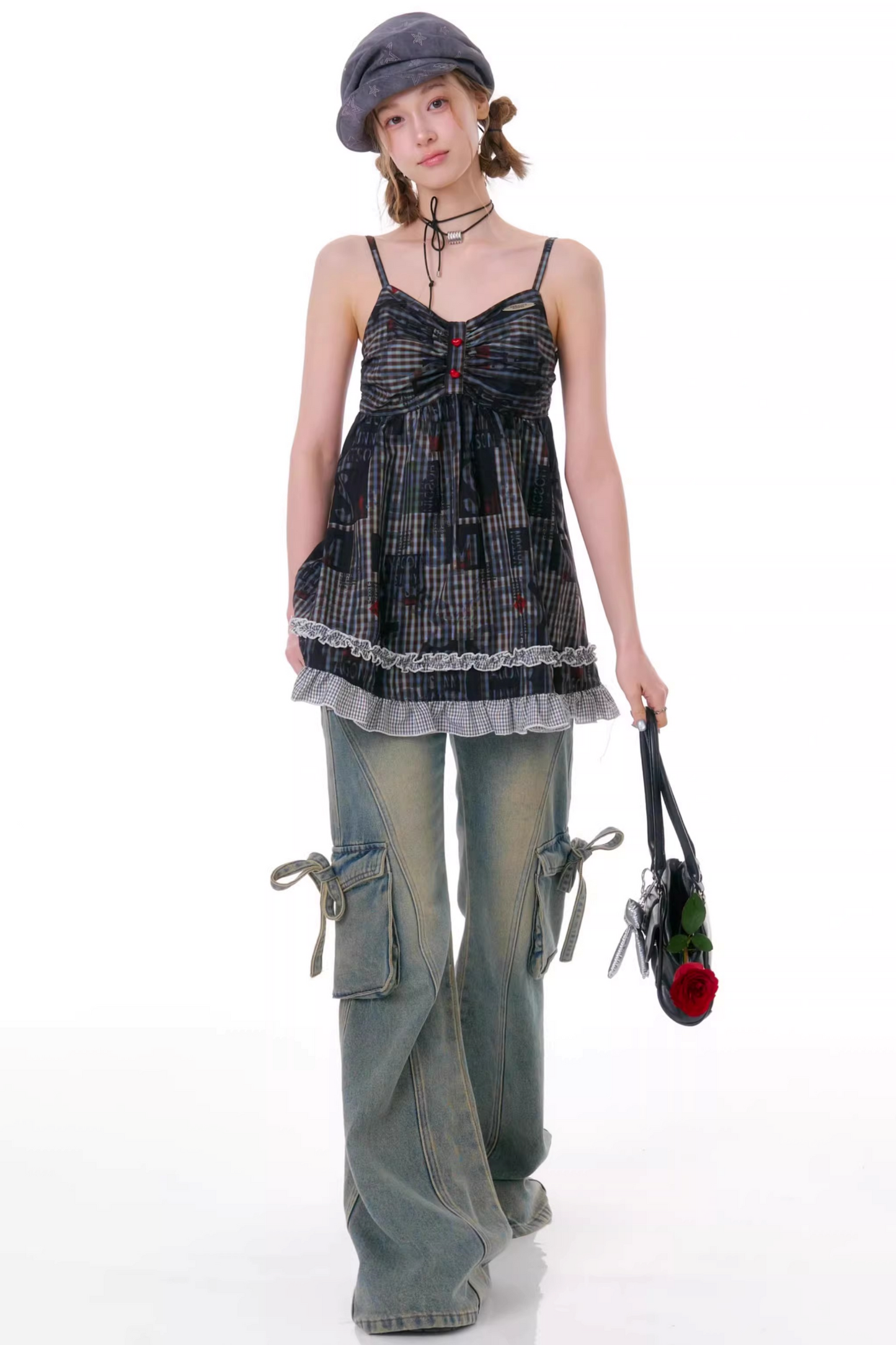 Retro Plaid Lace Dress
