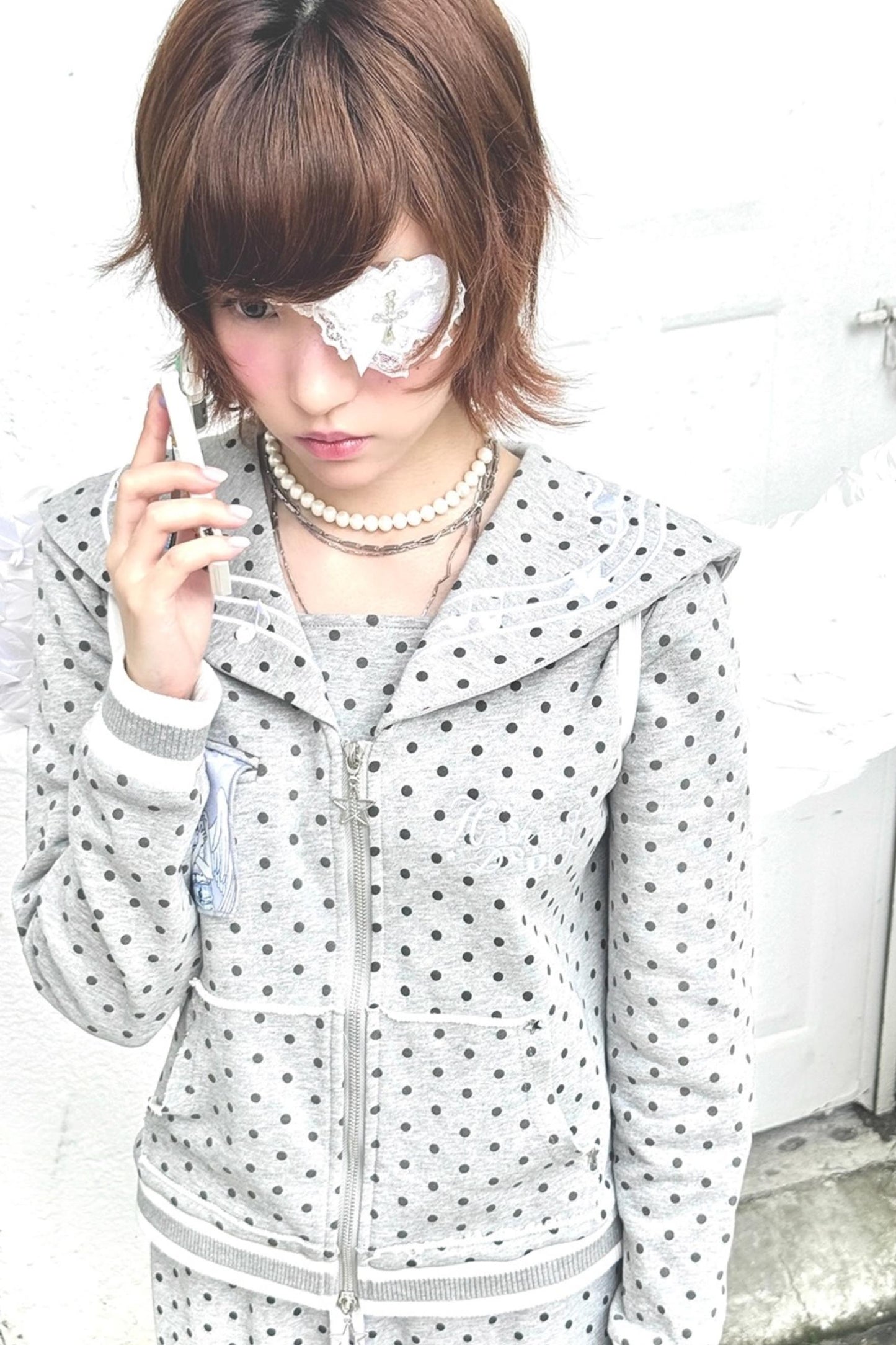 Original Polka Dot Embroidery Sailor Uniform Jacket