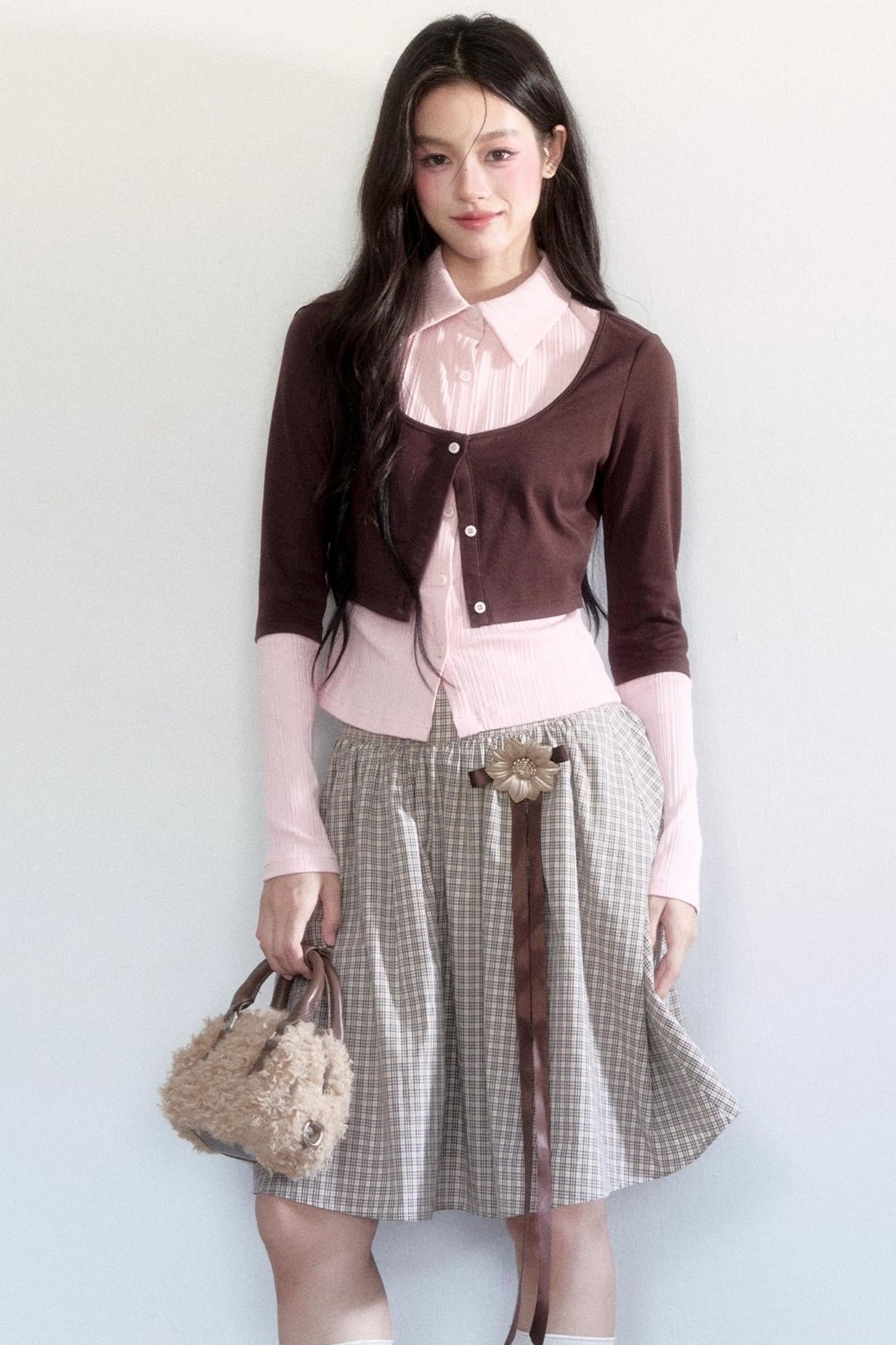 Flower Lace-Up Midi Skirt