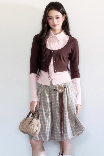 Flower Lace-Up Midi Skirt