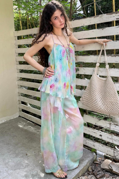 Rose Silk Chiffon Skirt Set-Up