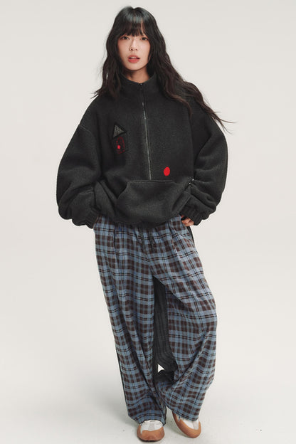 Colorful Plaid Fleece Sweatshirt