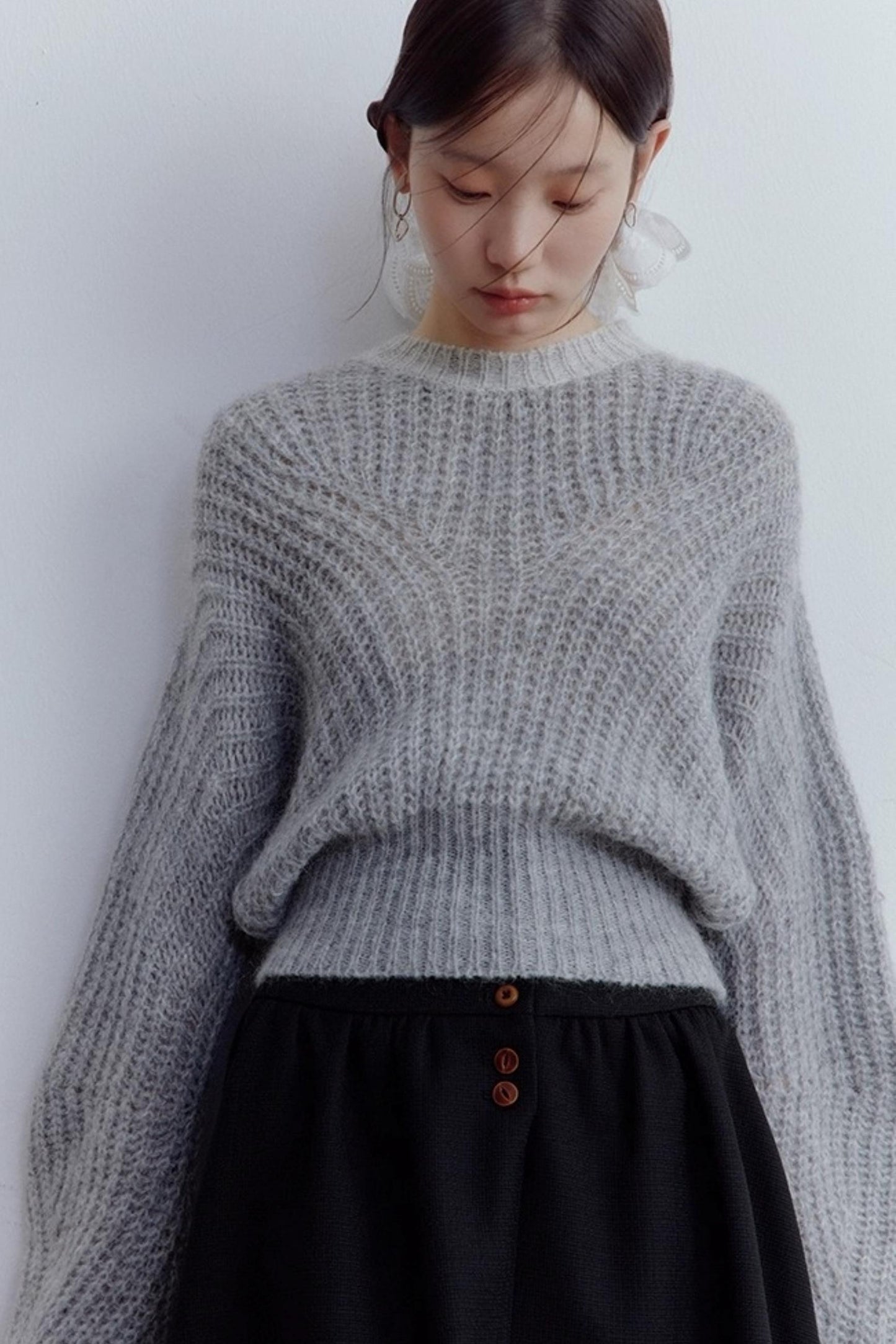 Furry Misty Gray Wool Top