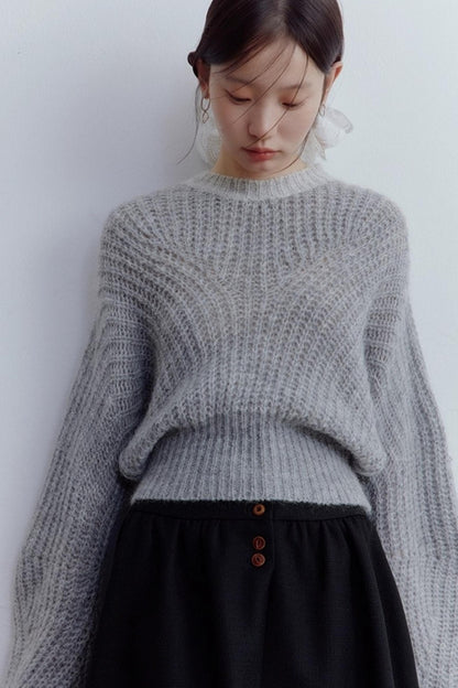 Furry Misty Gray Wool Top