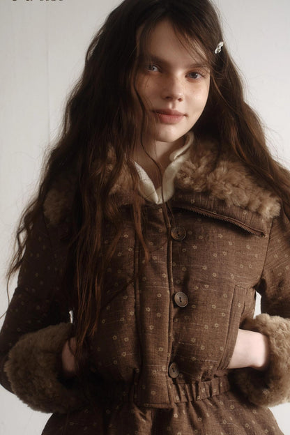 Retro Floral Down Jacket Set-Up